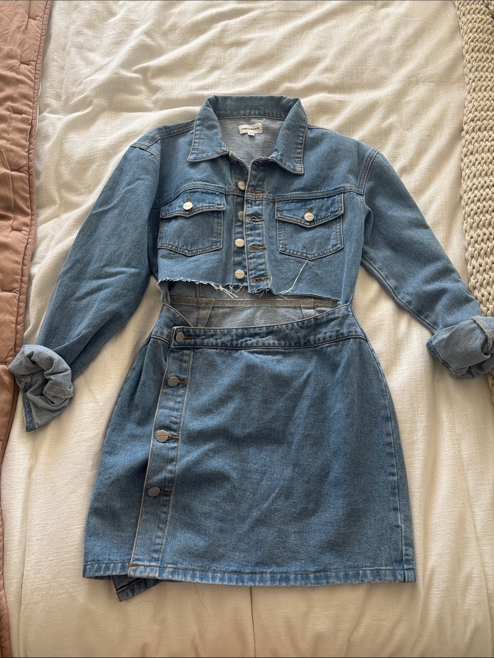 superdown Light Blue Denim Button-Front Mini Dress - Picture 2 of 3